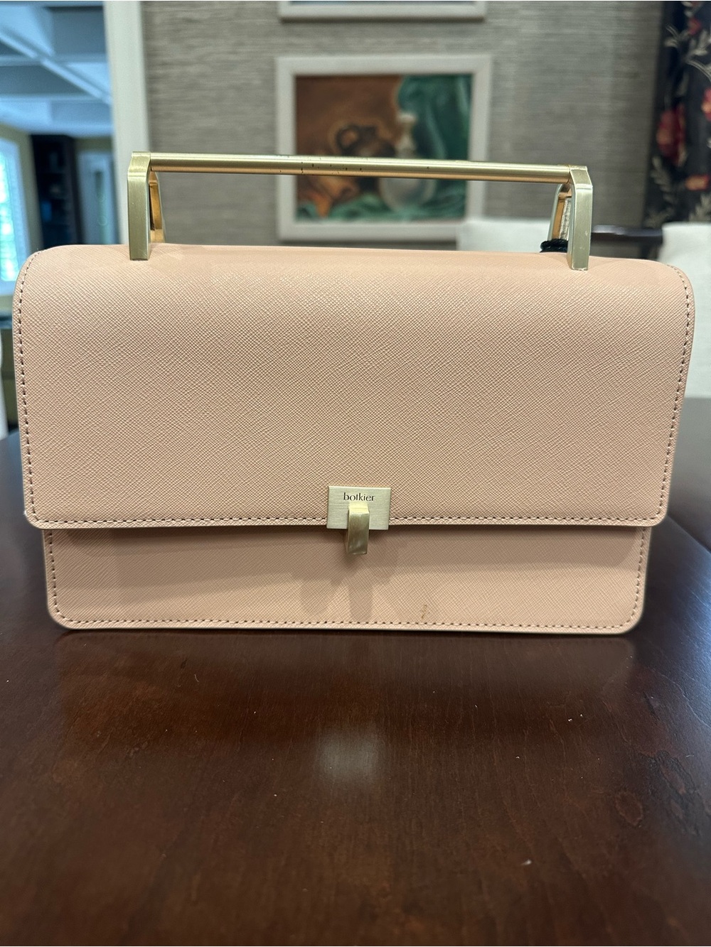 Blush Pink Structured Top-Handle Bag